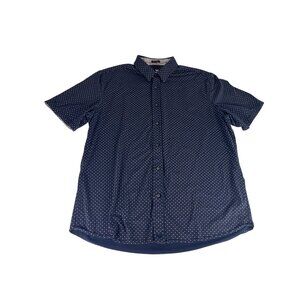 Buttercloth Icy Cotton Regular Fit Button Up Shirt Top Men 2XL Blue Tan Stretch